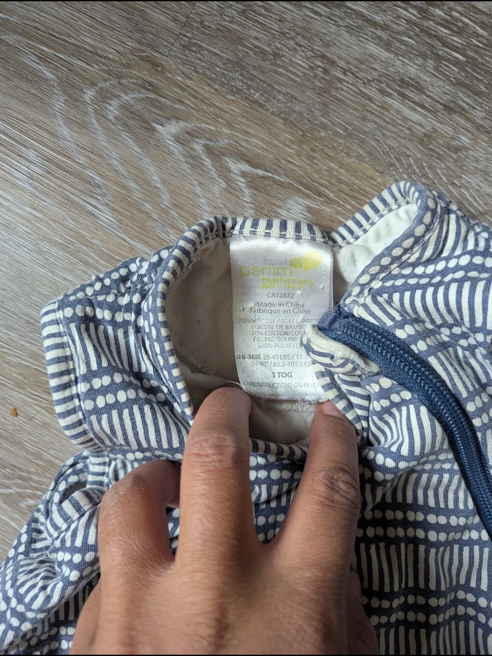 Perlimpinpin Baby Blue and White Sleep Sack